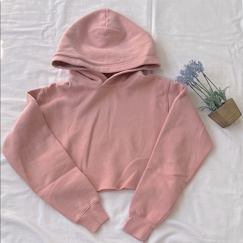 TNA Blush Pink Cropped Cozy Fleece Hoodie